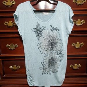 Agenda Women's  Floral Silver Glitter Sleeveless Top Size Large Green